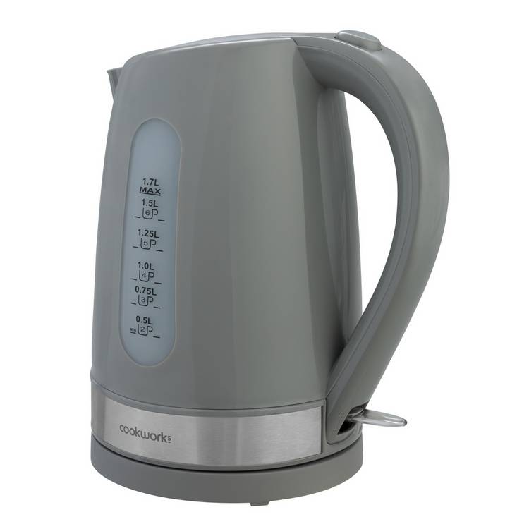Cookworks plastic illuminated kettle 1.7 litre grey, UK version