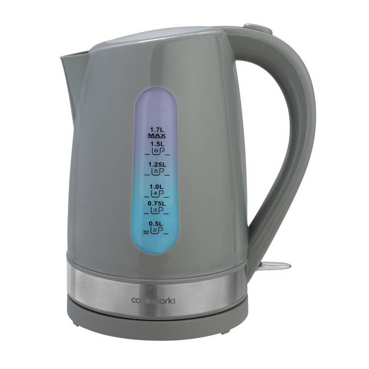 Cookworks plastic illuminated kettle 1.7 litre grey, UK version