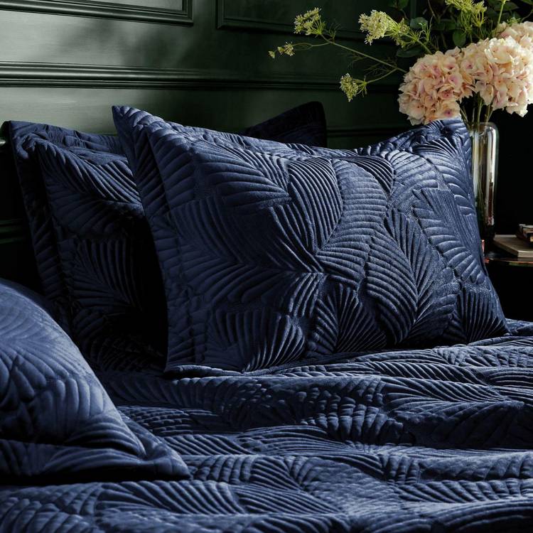 Paoletti quilted navy double bedding set, imported from the UK