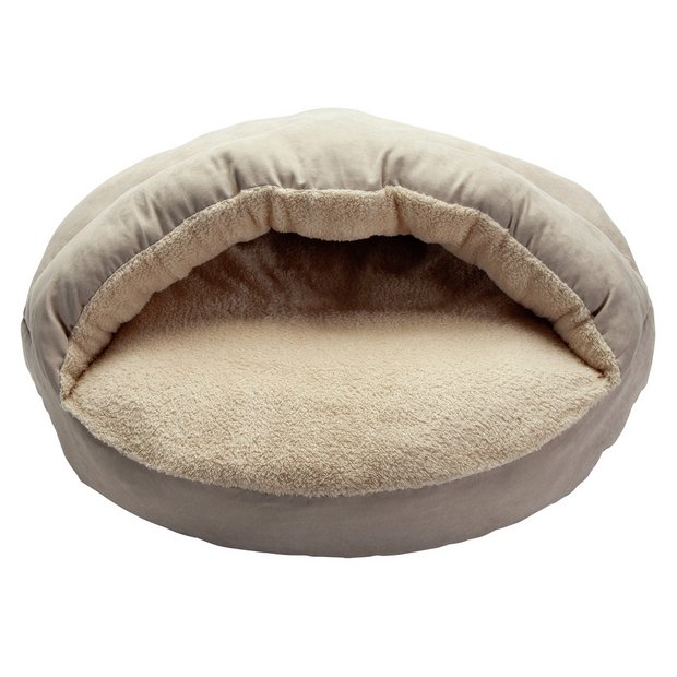 Large hooded pet bed with soft sherpa lining, UK version