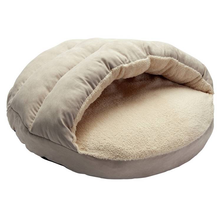 Large hooded pet bed with soft sherpa lining, UK version