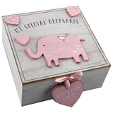 Petit Cheri pink keepsake box with love hearts and elephant, imported from the UK