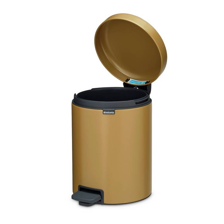 Brabantia NewIcon 5L pedal bin warm gold, imported from the UK