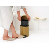 Brabantia NewIcon 5L pedal bin warm gold, imported from the UK