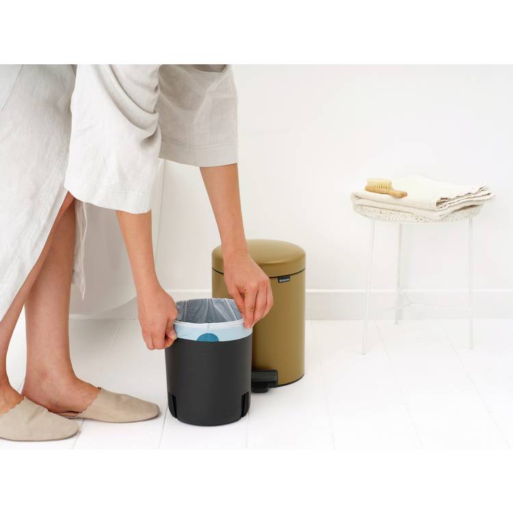 Brabantia NewIcon 5L pedal bin warm gold, imported from the UK