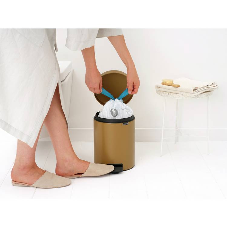 Brabantia NewIcon 5L pedal bin warm gold, imported from the UK