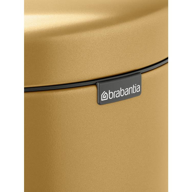Brabantia NewIcon 5L pedal bin warm gold, imported from the UK