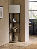 Brown corner wood shelf floor lamp - British product