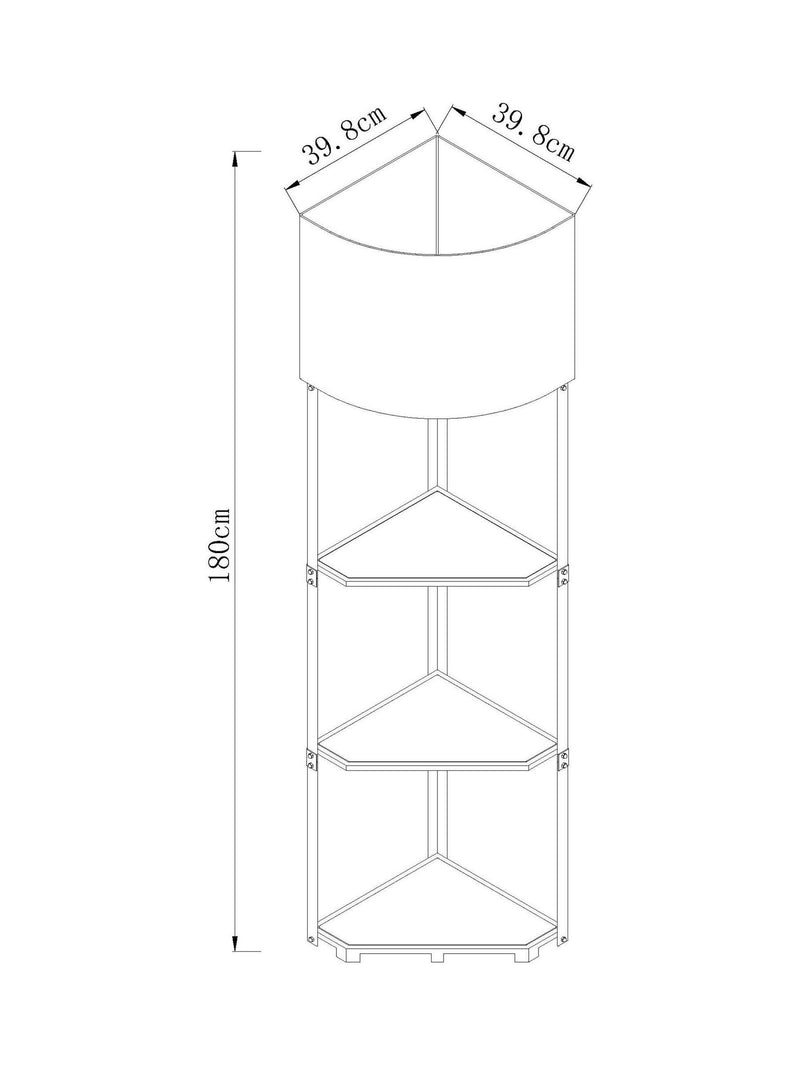 Brown corner wood shelf floor lamp - British product