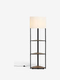 Brown corner wood shelf floor lamp - British product