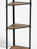 Brown corner wood shelf floor lamp - British product