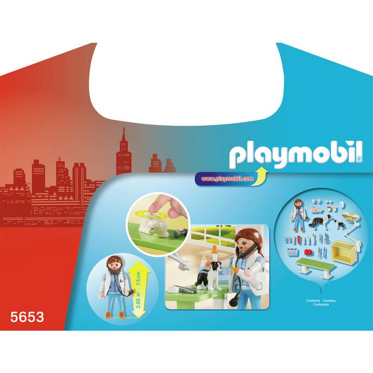 Playmobil City Life vet carry case with animals, UK version