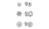 Revere cubic zirconia stud earrings set of 3, imported from the UK