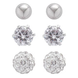 Revere cubic zirconia stud earrings set of 3, imported from the UK