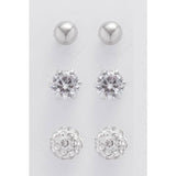 Revere cubic zirconia stud earrings set of 3, imported from the UK