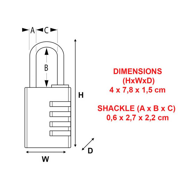 Master Lock combination padlock, 4-digit code lock (British brand)