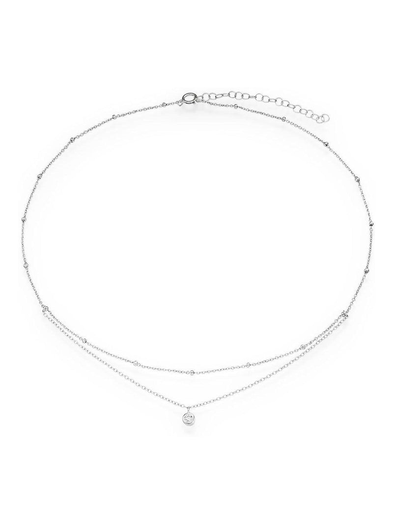 Sterling silver cubic zirconia choker necklace 41cm (British brand)