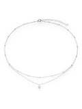 Sterling silver cubic zirconia choker necklace 41cm (British brand)