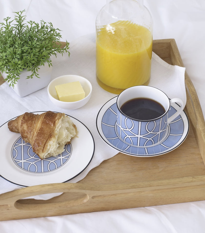 Fine Bone China Tea Plate with Geometric Loop Pattern