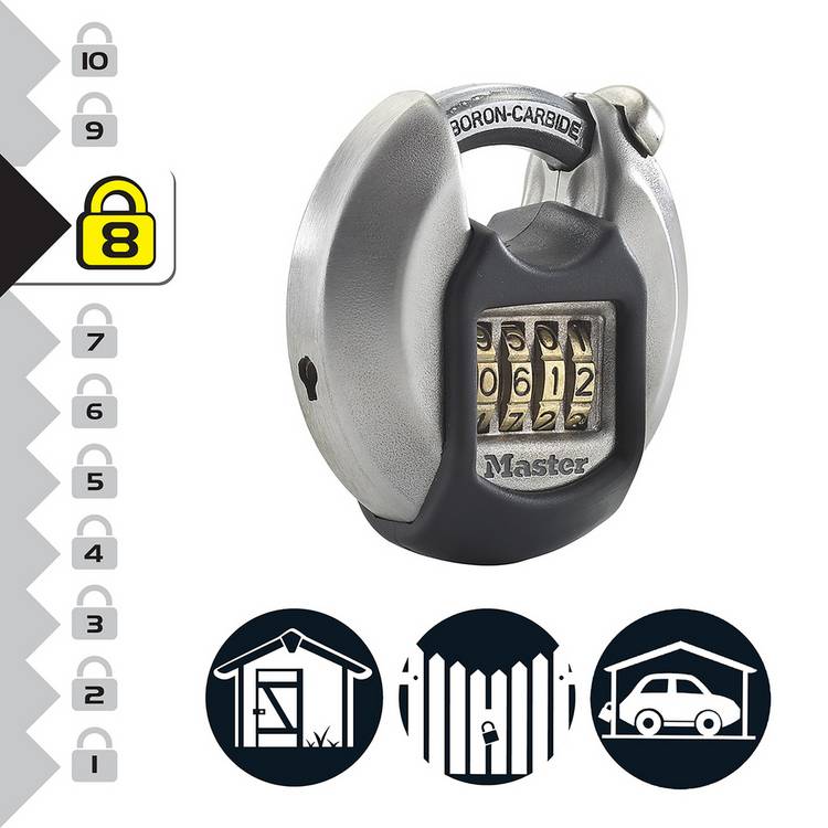 Master Lock combination disc padlock stainless steel, imported from the UK