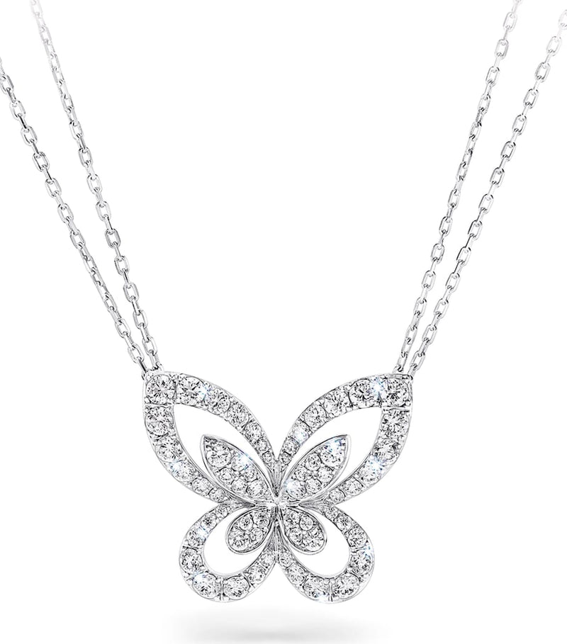 Graff large white gold diamond butterfly necklace, imported from the UK