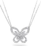 Graff large white gold diamond butterfly necklace, imported from the UK