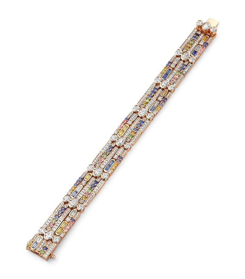 Boodles rose gold bracelet with diamonds sapphires tsavorite, UK version