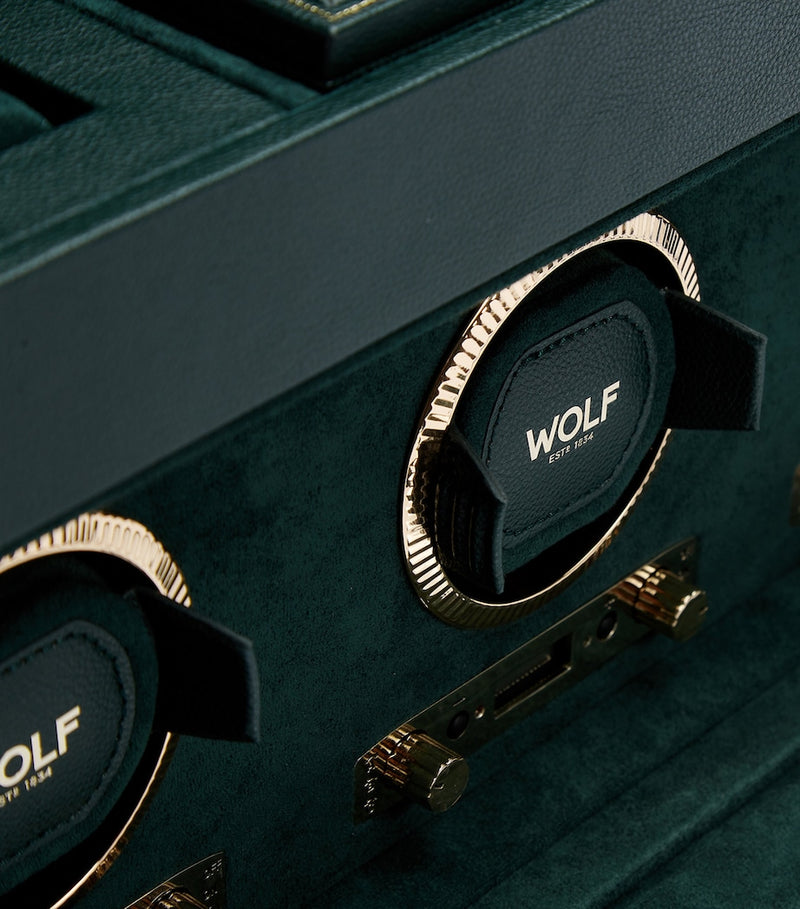 WOLF triple watch winder British Racing Green vegan leather, imported from the UK