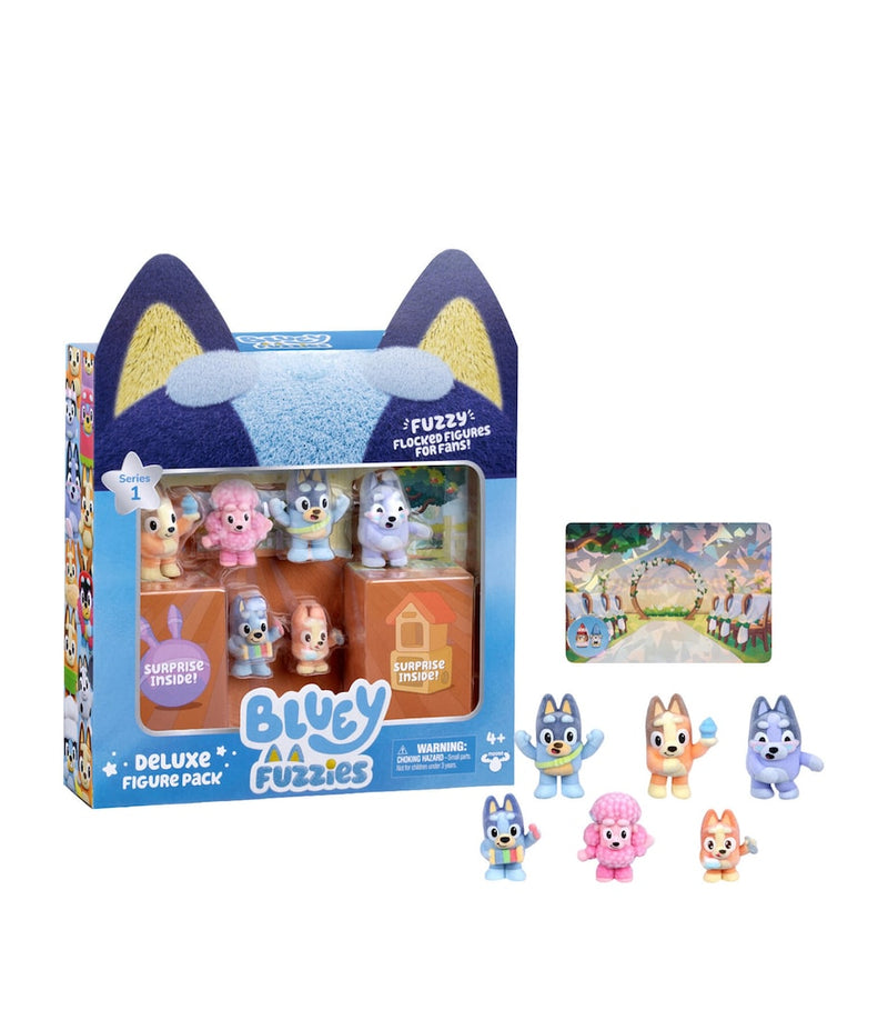 Bluey Fuzzies Deluxe figure set, imported from the UK