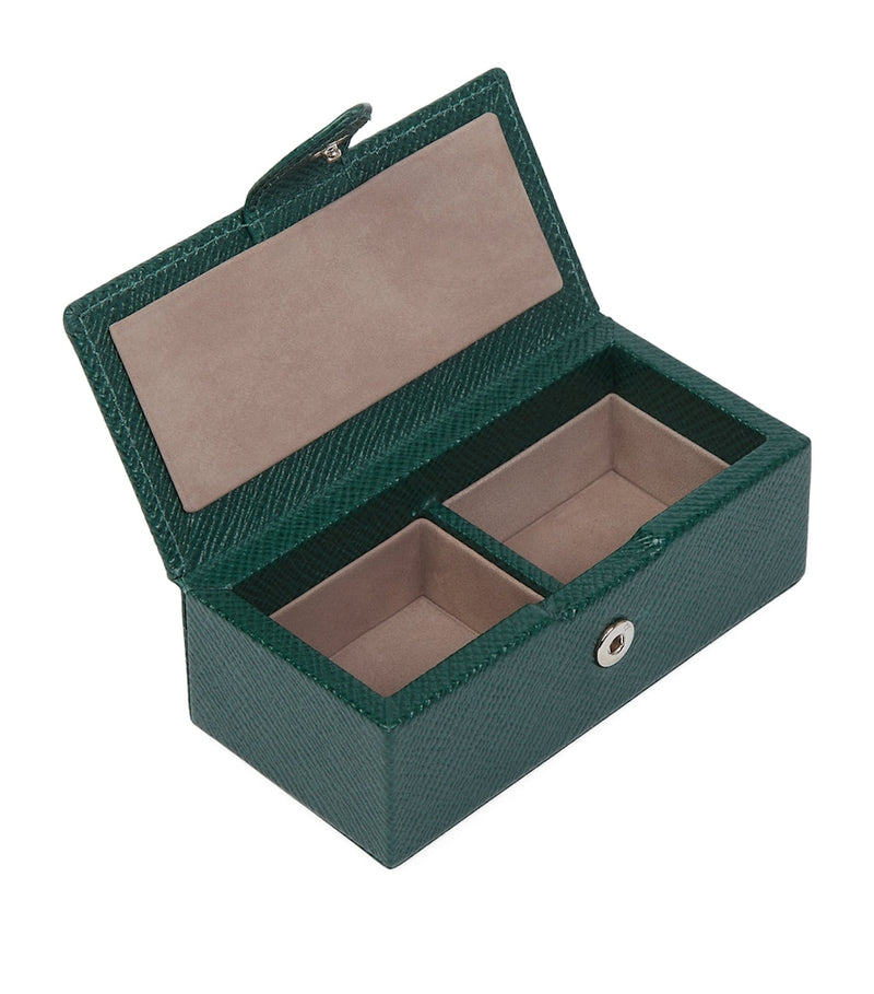 Smythson Panama leather cufflink box, imported from the UK