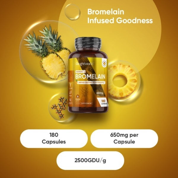 WeightWorld Bromelain High Strength 650mg 180 Vegan Capsules (British brand)