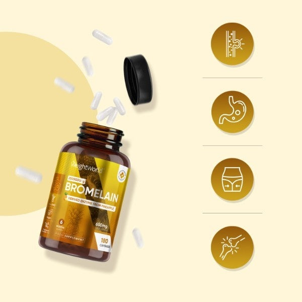 WeightWorld Bromelain High Strength 650mg 180 Vegan Capsules (British brand)