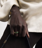 SHAY yellow gold eternity ring with emeralds and diamond (British brand)