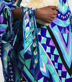 PUCCI silk twill printed scarf in blue and purple, UK version