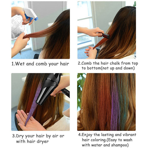 Livingandhome hair chalk comb 6 colours, UK version
