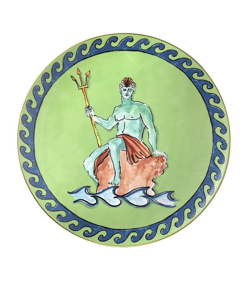 GINORI 1735 porcelain charger plate with Neptune illustration, 33cm, UK version