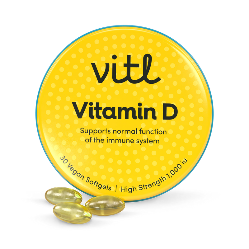 Vitl Vitamin D3 Pocket Pack 30 softgels, imported from the UK