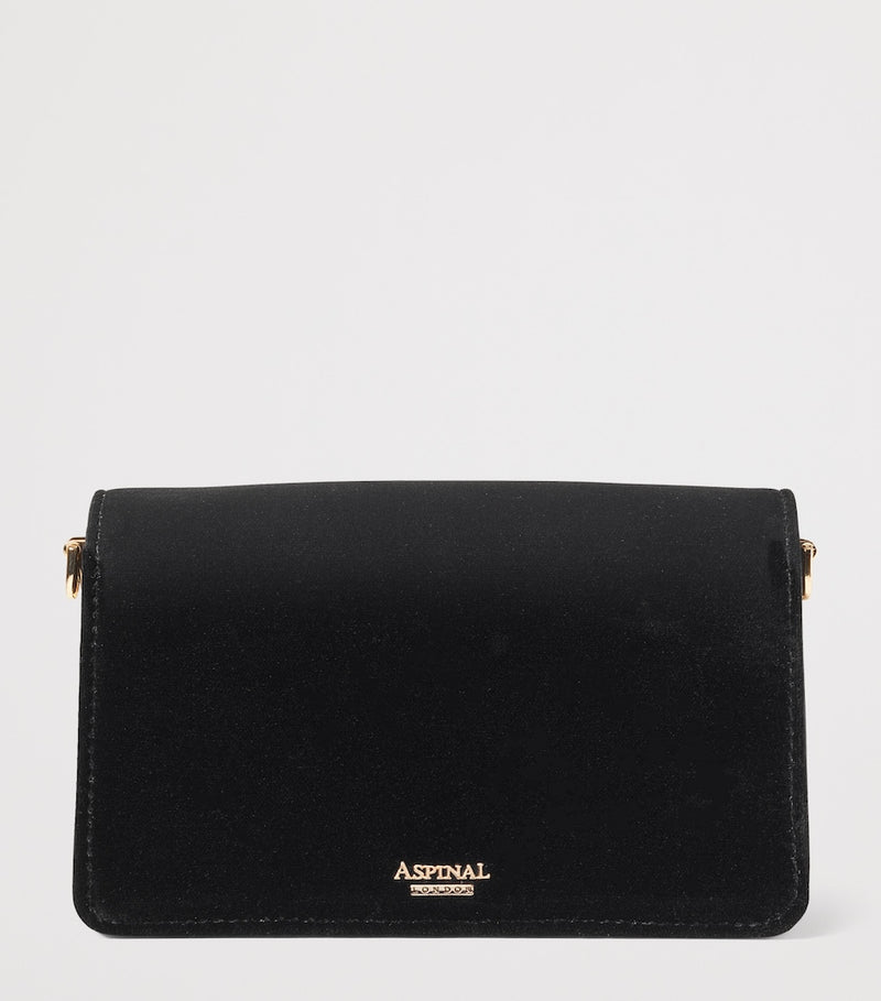 Aspinal of London velvet Eliza clutch bag (British brand)