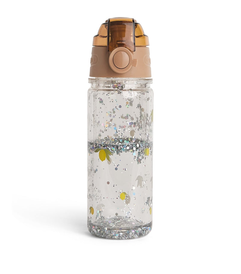 Konges Sløjd glitter lemon water bottle with carry strap - British product