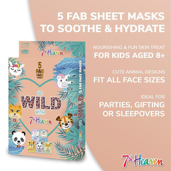 7th Heaven sheet mask multipack mixed animal, UK version