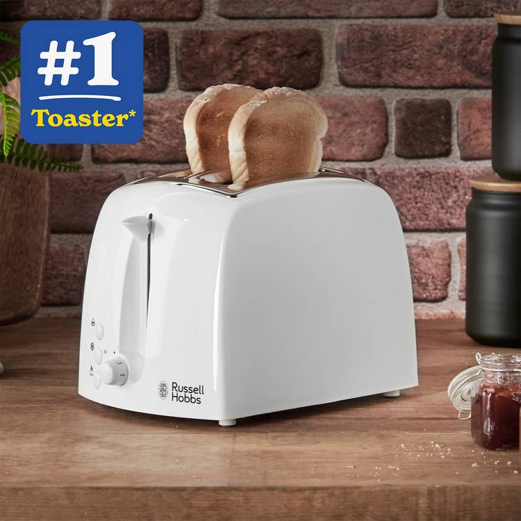Russell Hobbs white plastic 2 slice toaster (British brand)