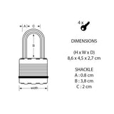 Master Lock Excell padlock H8.6 W4.5 D2.7cm, UK version