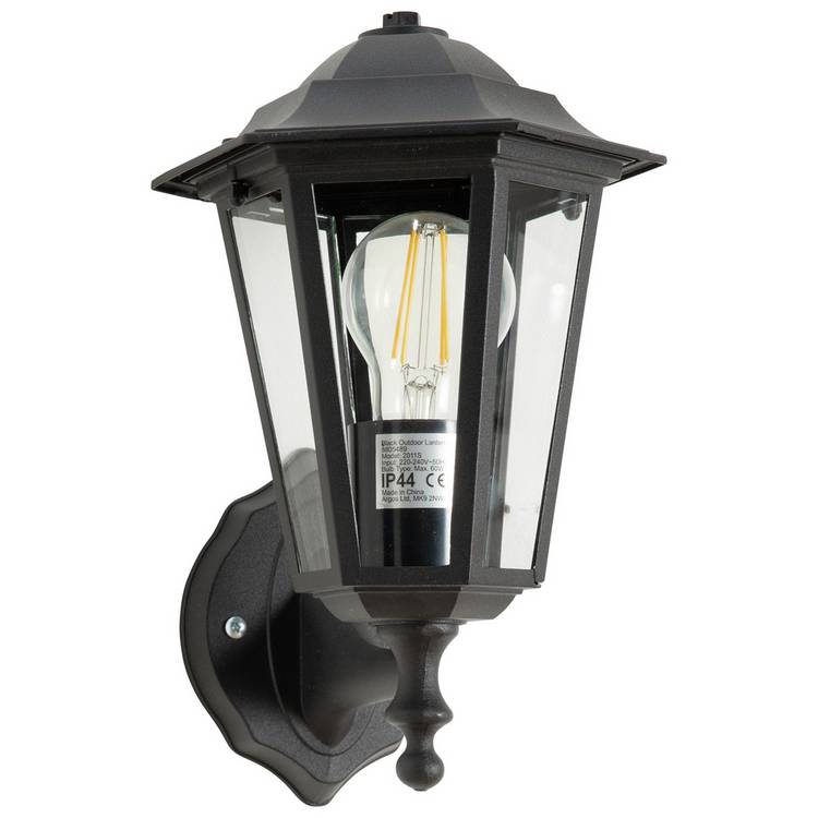 Argos Home black outdoor lantern, glass and aluminium, imported from the UK