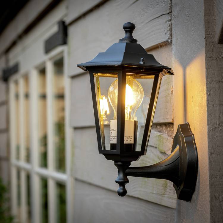 Argos Home black outdoor lantern, glass and aluminium, imported from the UK