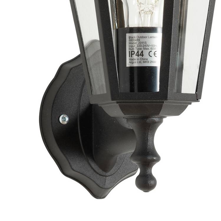 Argos Home black outdoor lantern, glass and aluminium, imported from the UK