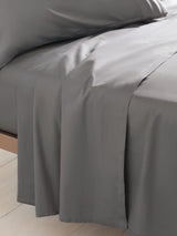 Charcoal Grey Cotton Rich Flat Bed Sheet