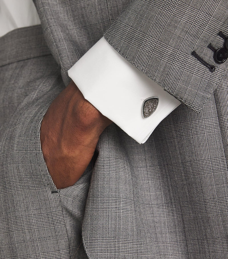 Tateossian sterling silver drusy cufflinks, imported from the UK