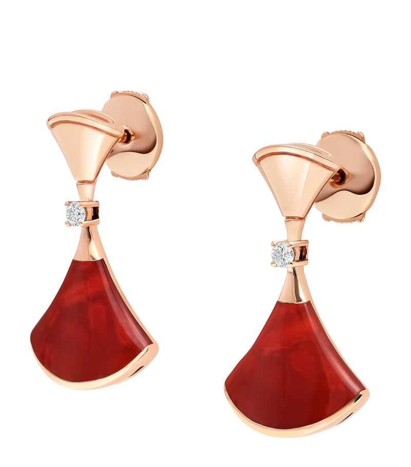 Bvlgari rose gold diamond carnelian earrings - British product