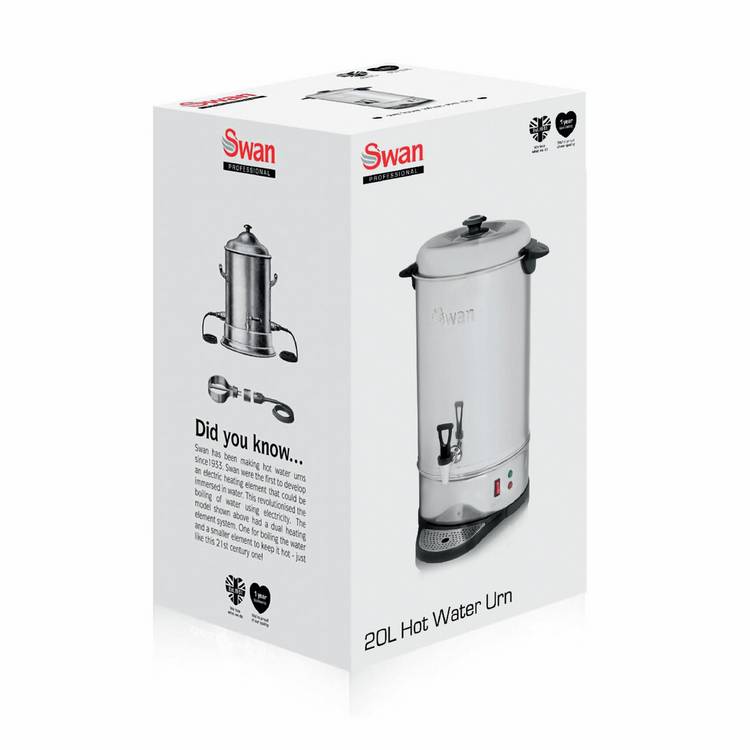 Swan 20L stainless steel urn, UK version