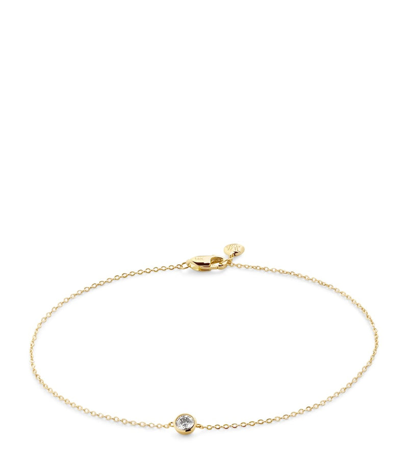 Monica Vinader gold vermeil solitaire chain bracelet with diamond, imported from the UK